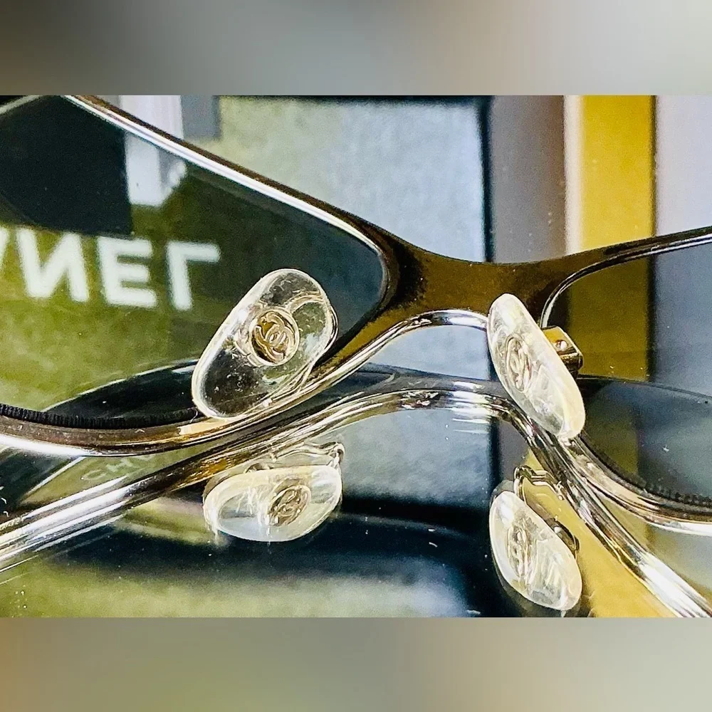 Chanel Vintage Sunglasses – Silver Frame, Gradient Lens, Unisex, Authentic